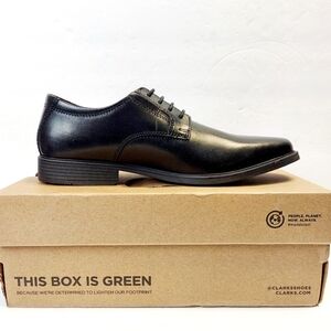 Clarks Men’s Tilden Plain Black Leather Comfort Dress Shoes Oxford Size 8.5 M